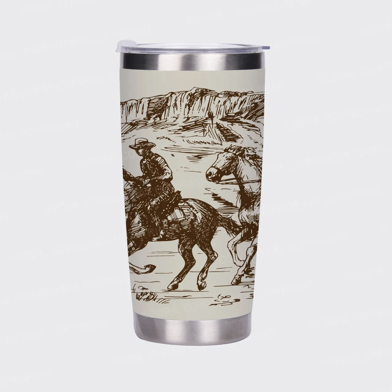American Wild West Desert With Cowboys Tumbler