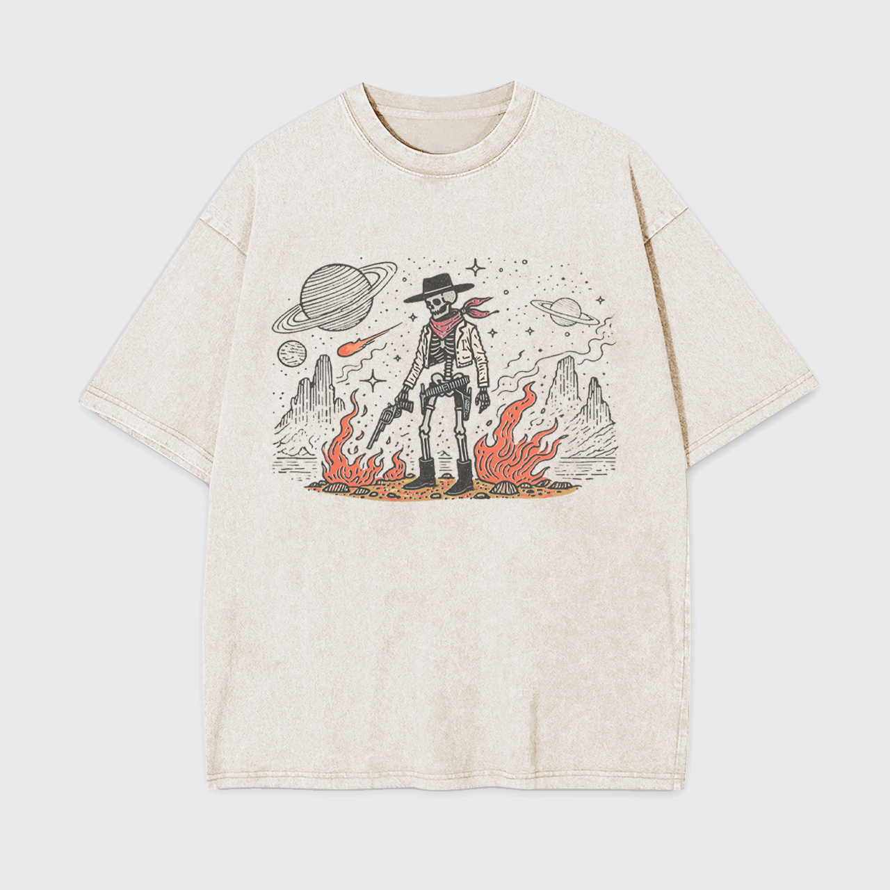Cowboy Skeleton in Space Garment-dye Tees