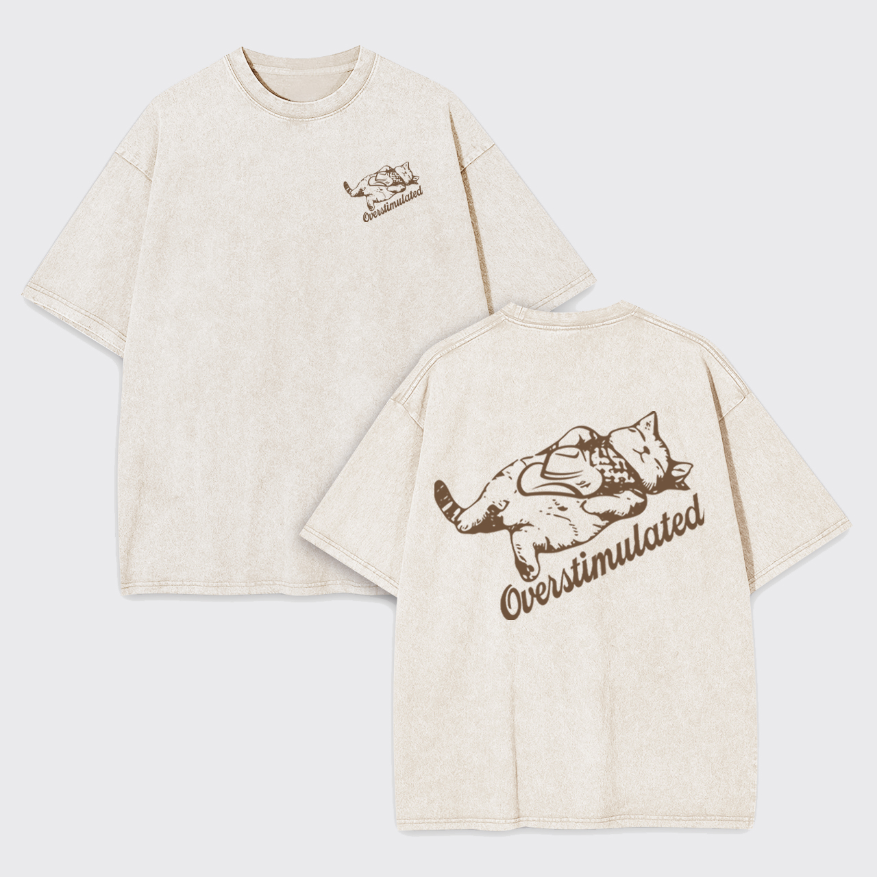 Overstimulated Cowboy Cat Garment-dye Tees