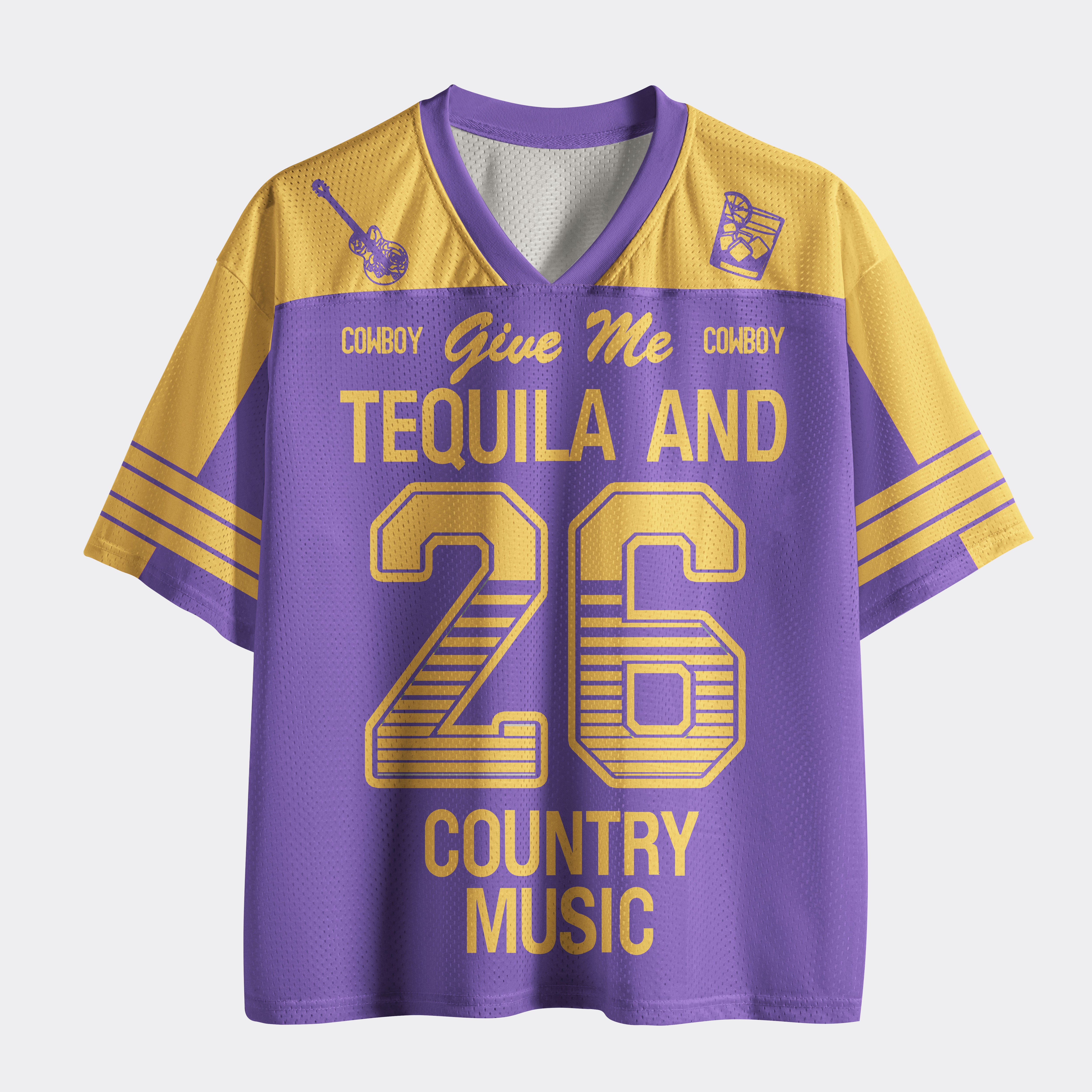 Personalized Yellow Tequila And Country Music Mesh Jersey