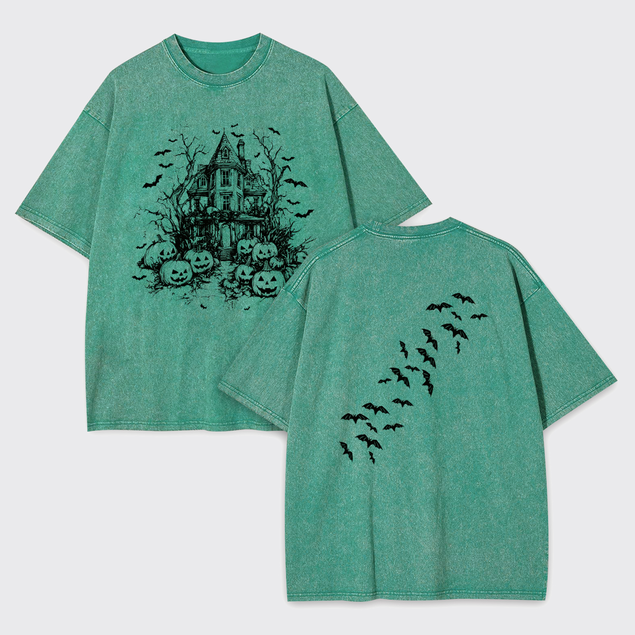 Vintage Haunted House Halloween Garment-dye Tees
