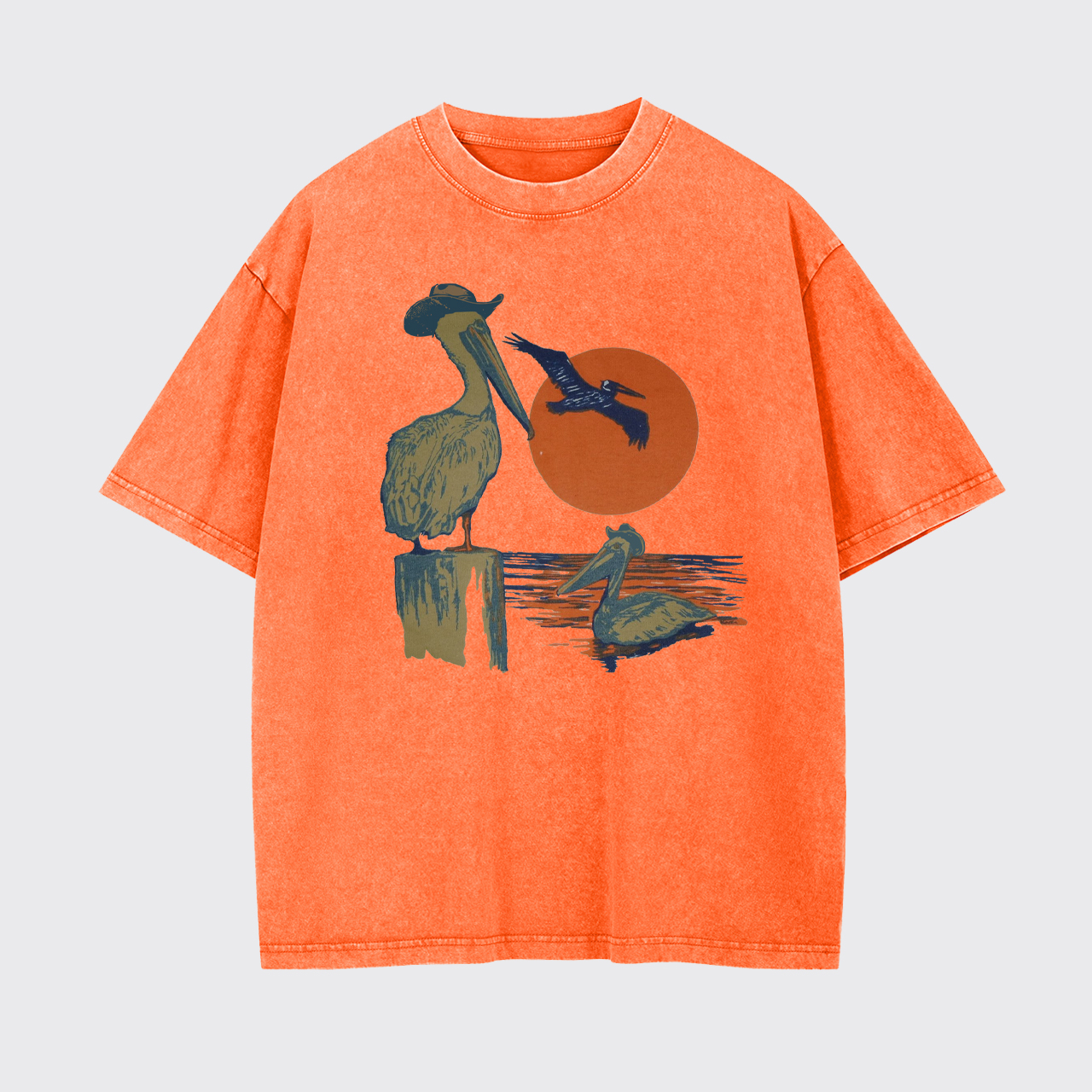 Western Sunset Cowboy Pelican Garment-dye Tees