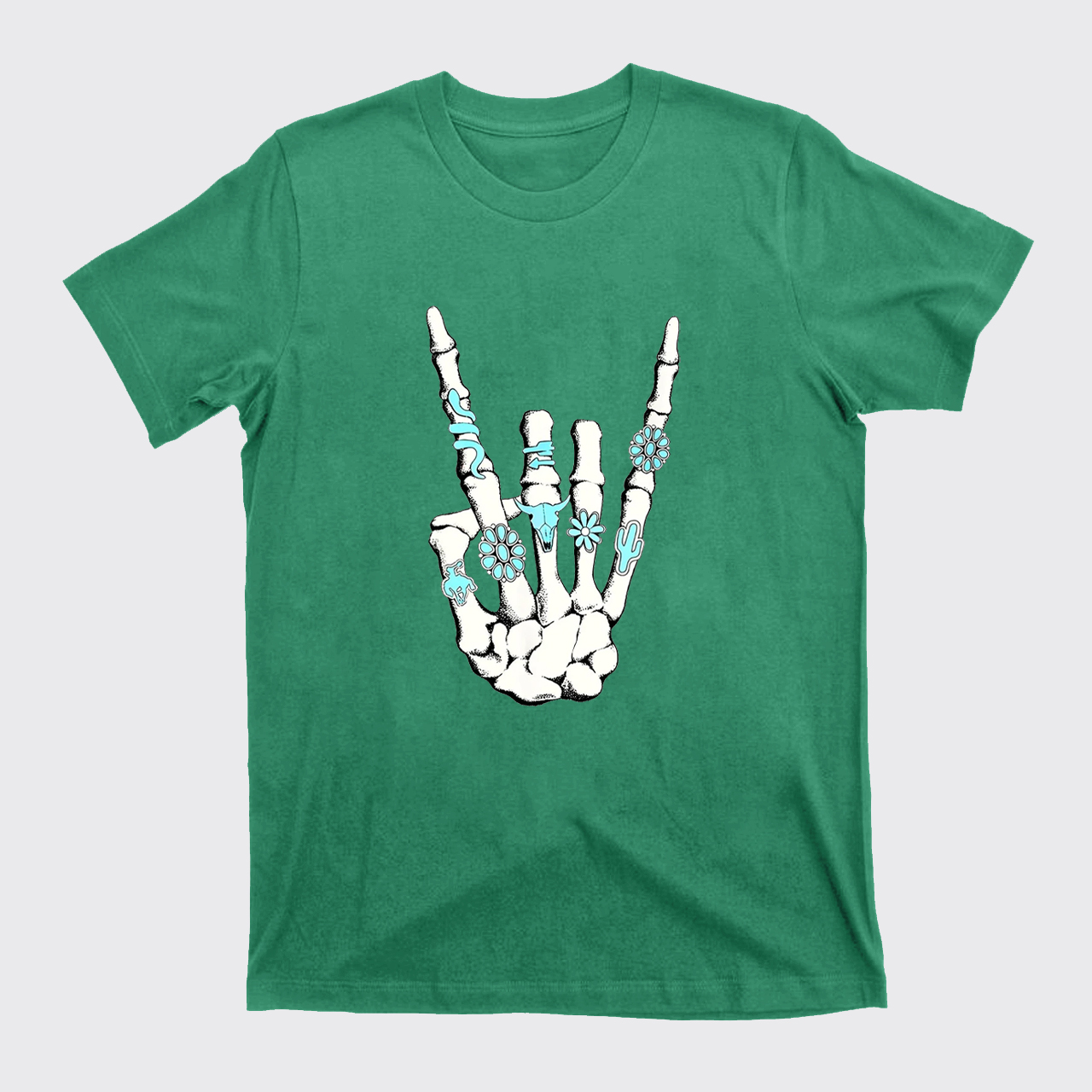 Western Rock On Skeleton T-Shirts