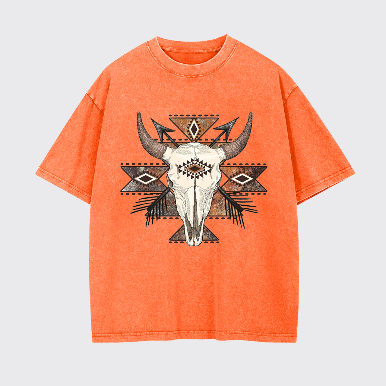 Rustic Aztec Cow Skull Garment-dye Tees