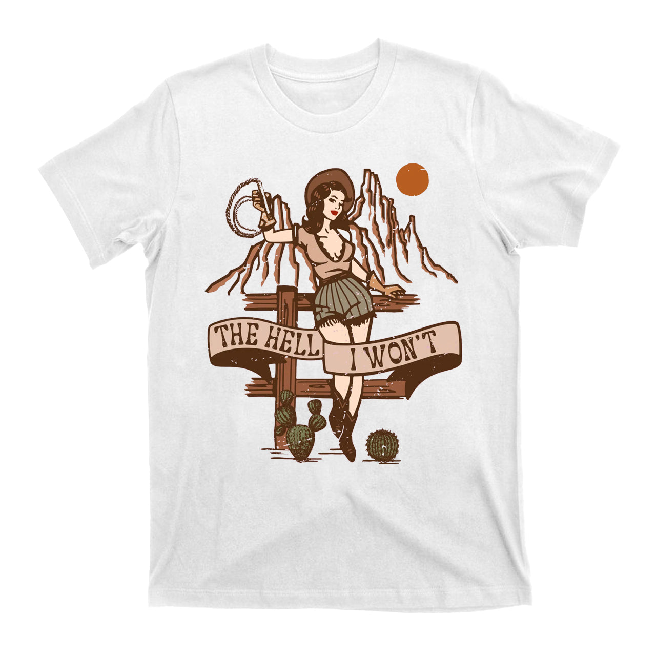 Funny Country Music Vintage T-Shirt-The Hell I Won't