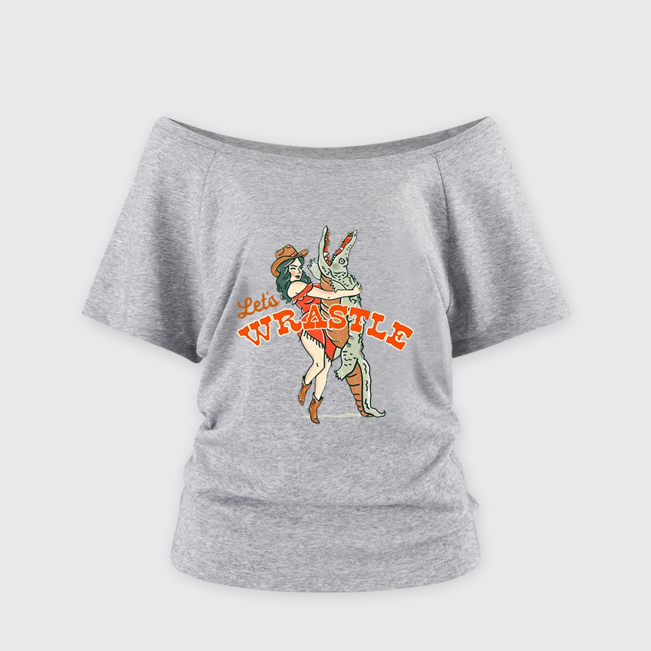 Let's Wrastle Cowgirl Power Off Shoulder Top