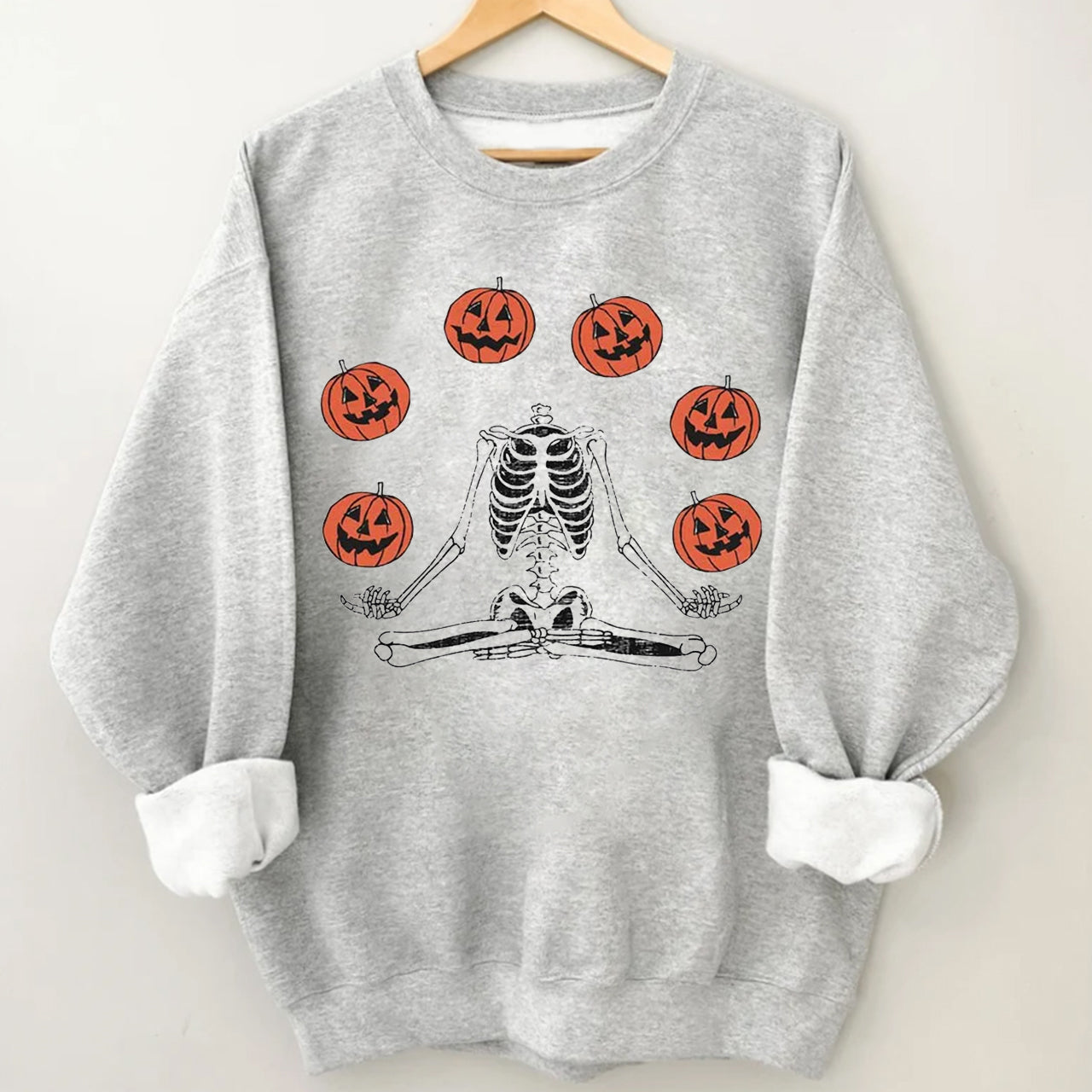 Pumpkin Skeleton Vintage Halloween Sweatshirt