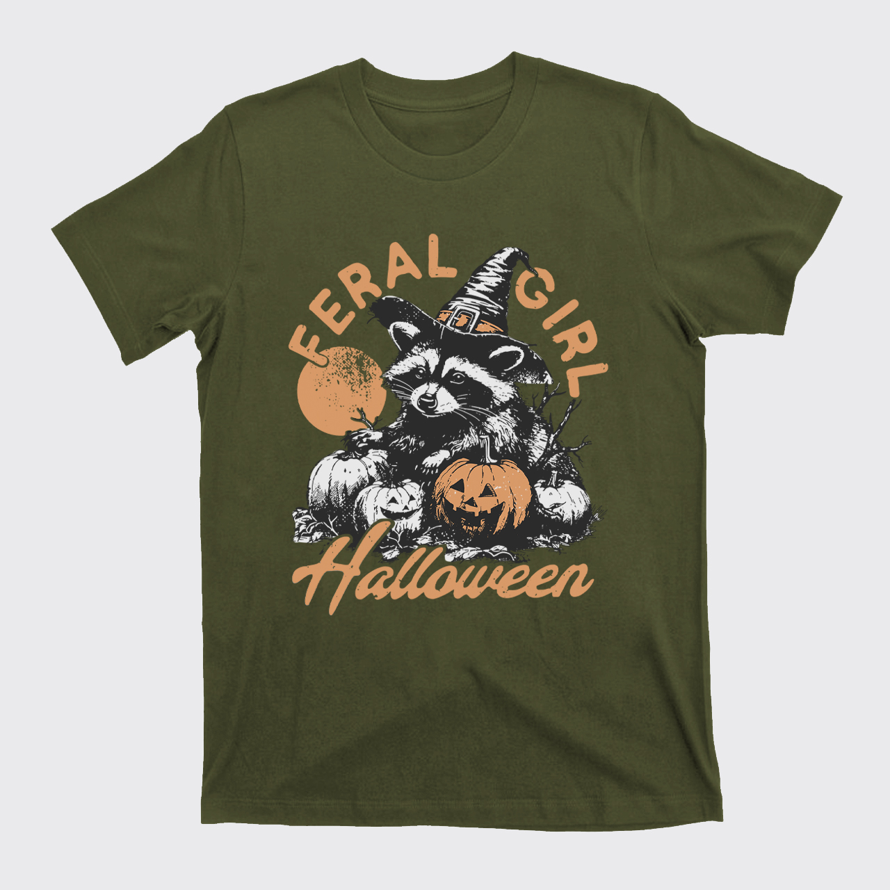 Halloween Feral Girl Raccoon T-Shirts