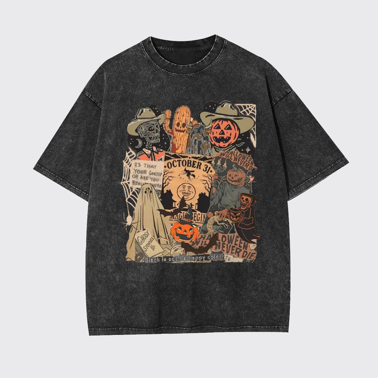 Western Halloween Spooky Skull  Garment-dye Tees