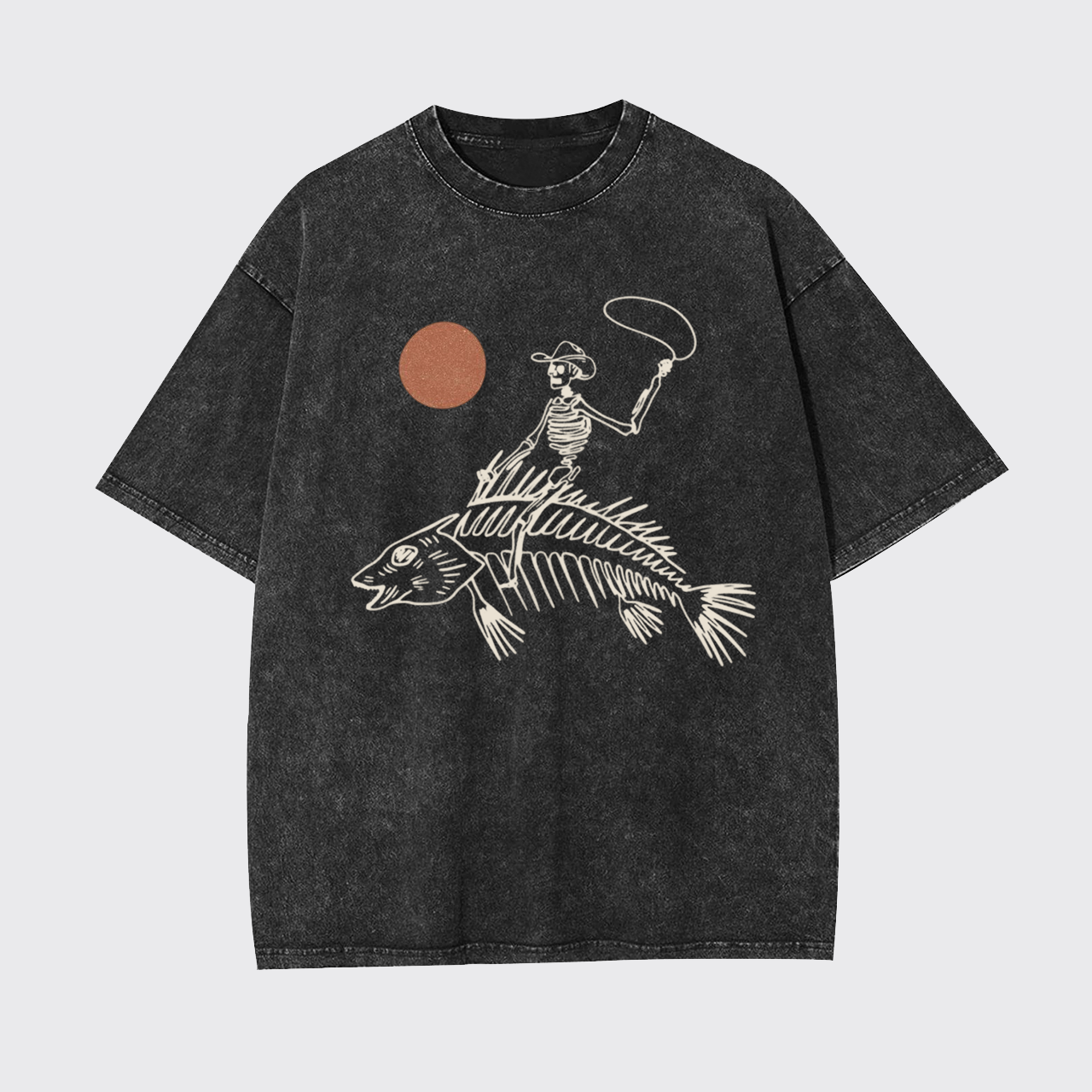 Ride the Waves Skeleton Cowboy Garment-dye Tees