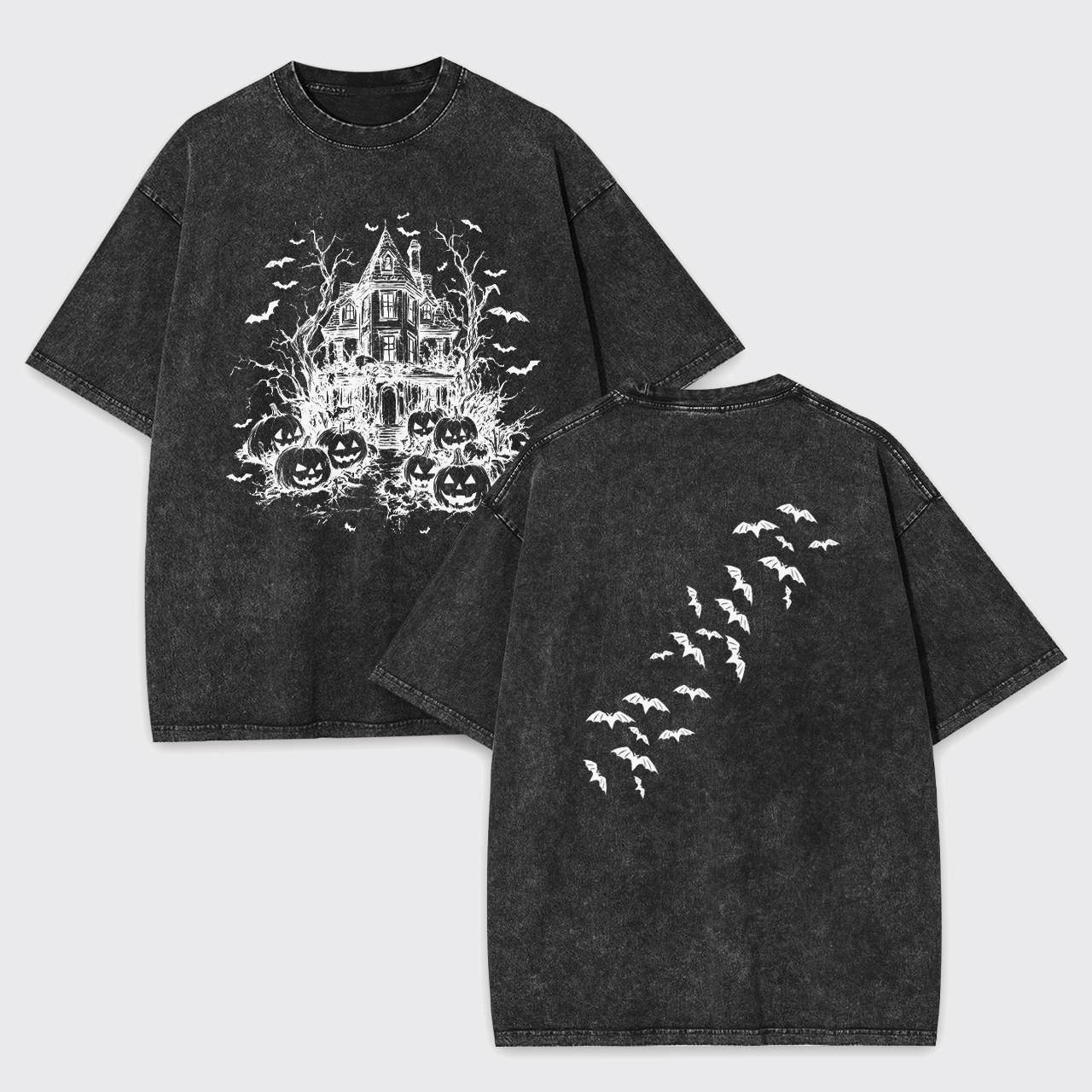 Vintage Haunted House Halloween Garment-dye Tees