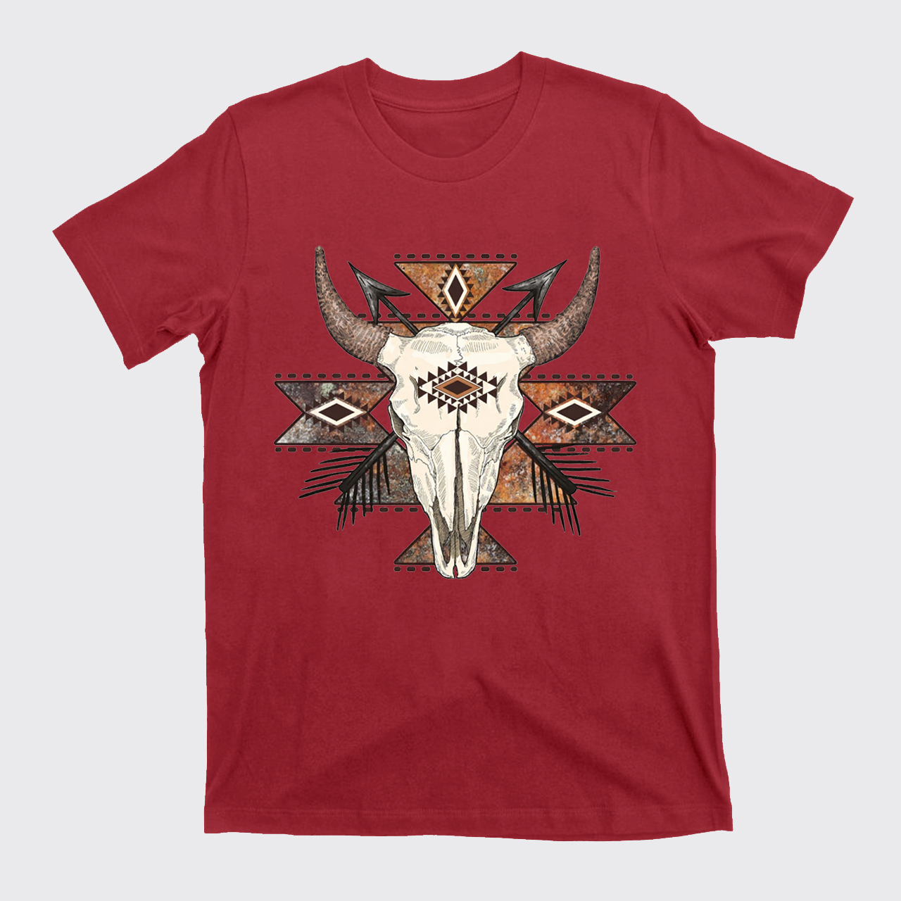 Rustic Aztec Cow Skull T-Shirts
