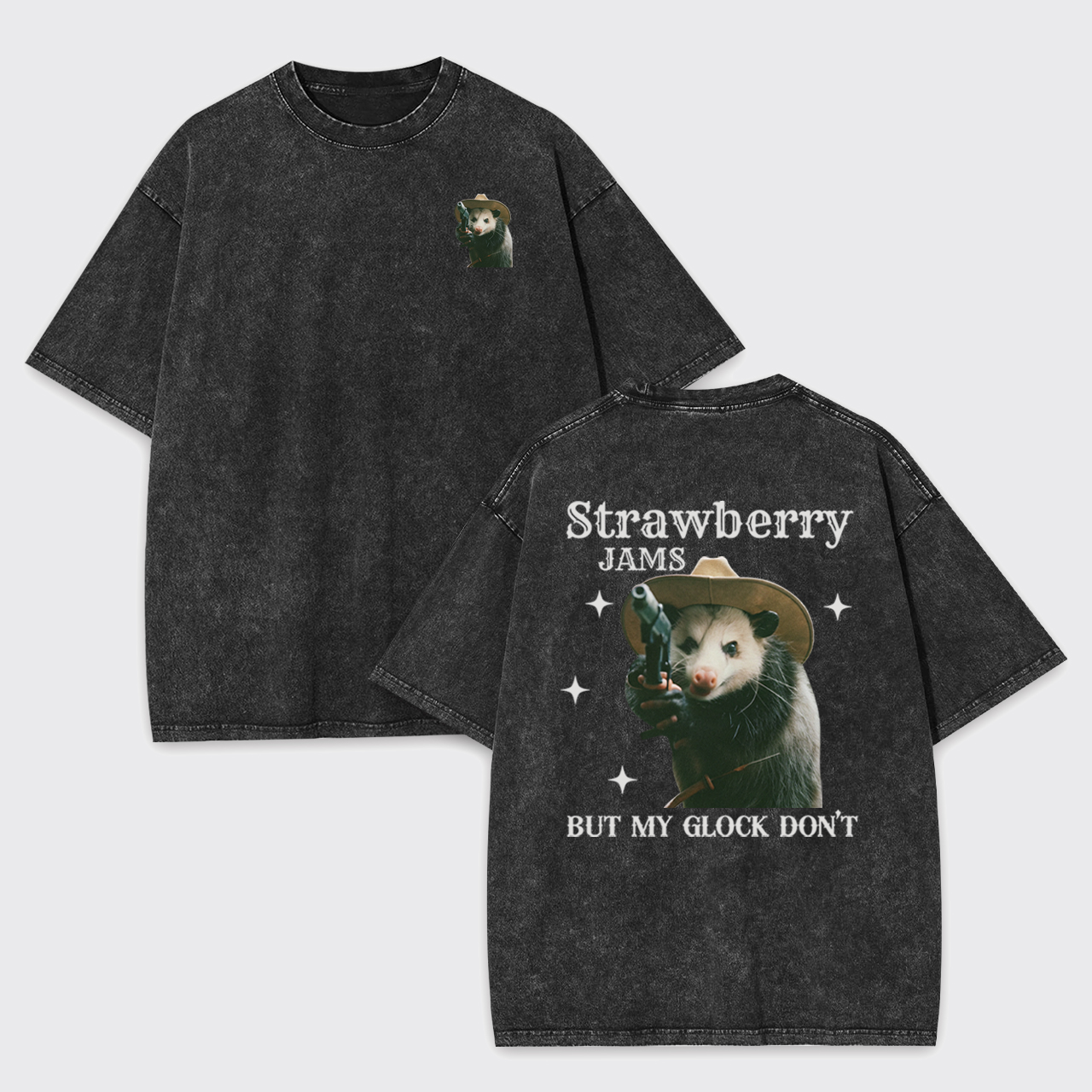 Cowboy Possum-Strawberry Jams But My Glock Don't Garment-dye Tees