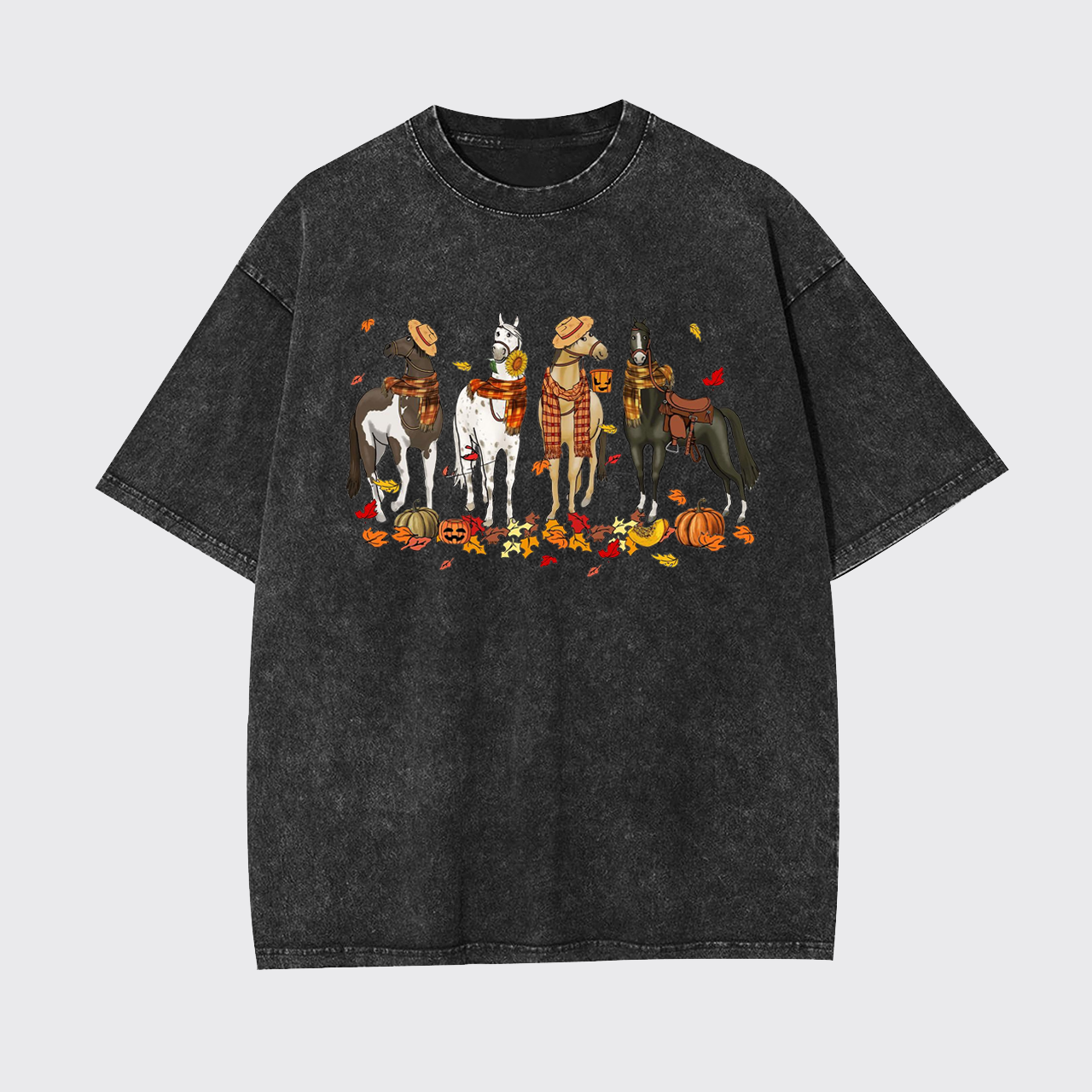  Halloween Ghost Horse Garment-dye Tees