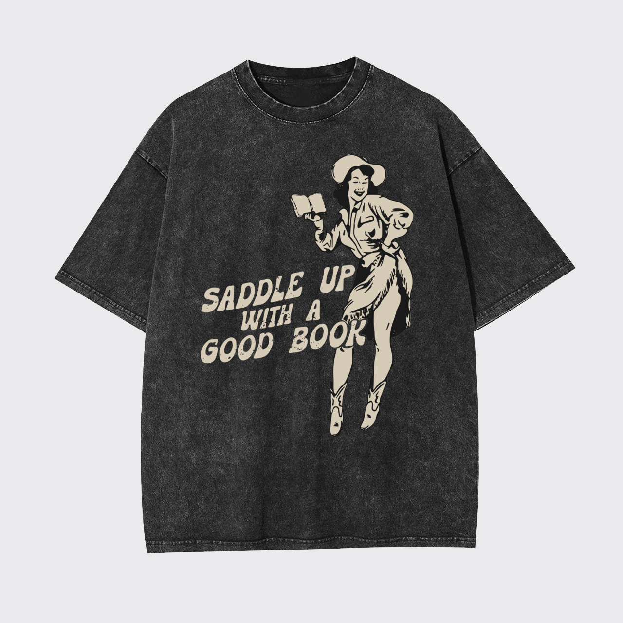 Retro Western Country Bookish Cowgirl Garment-dye Tees