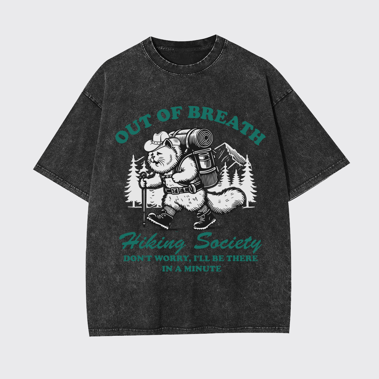 Mountain Hiking Adventurous Cat Garment-dye Tees