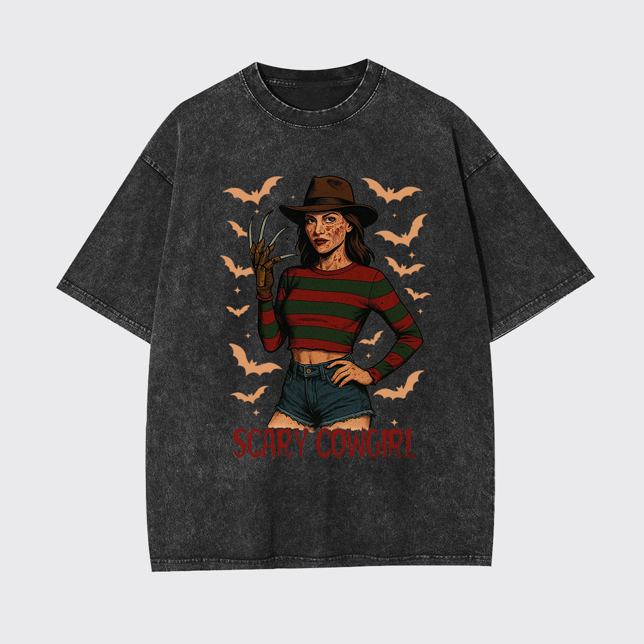 Scary Cowgirl Halloween Horror Garment-dye Tees