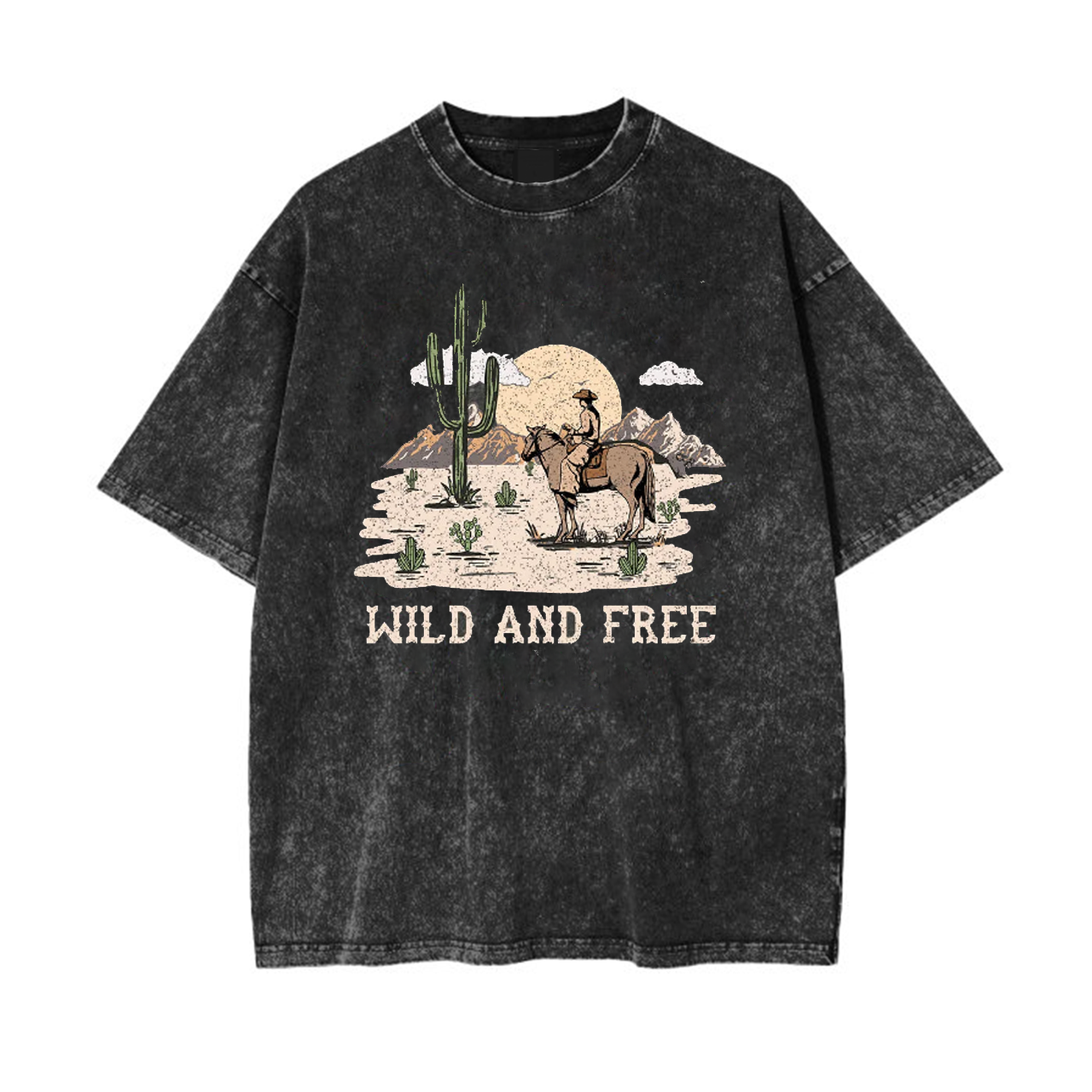 Cowboy On Horseback Free Western Garment-dye Tees
