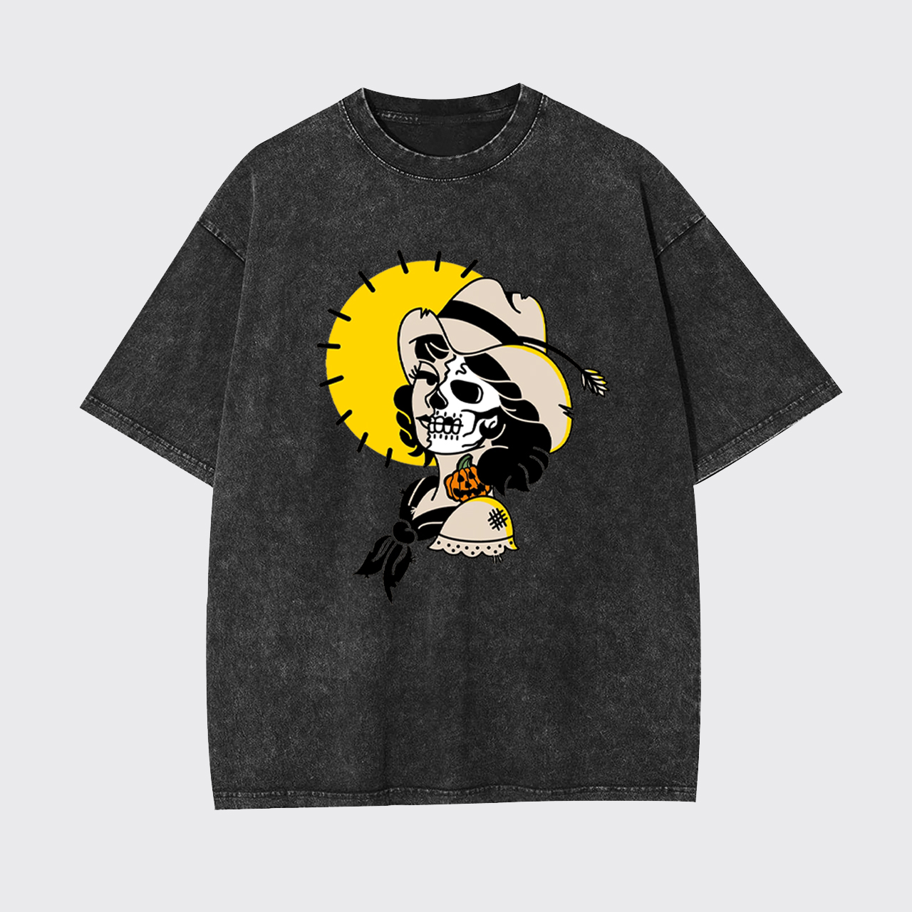 Halloween Skull Cowgirl Garment-dye Tees