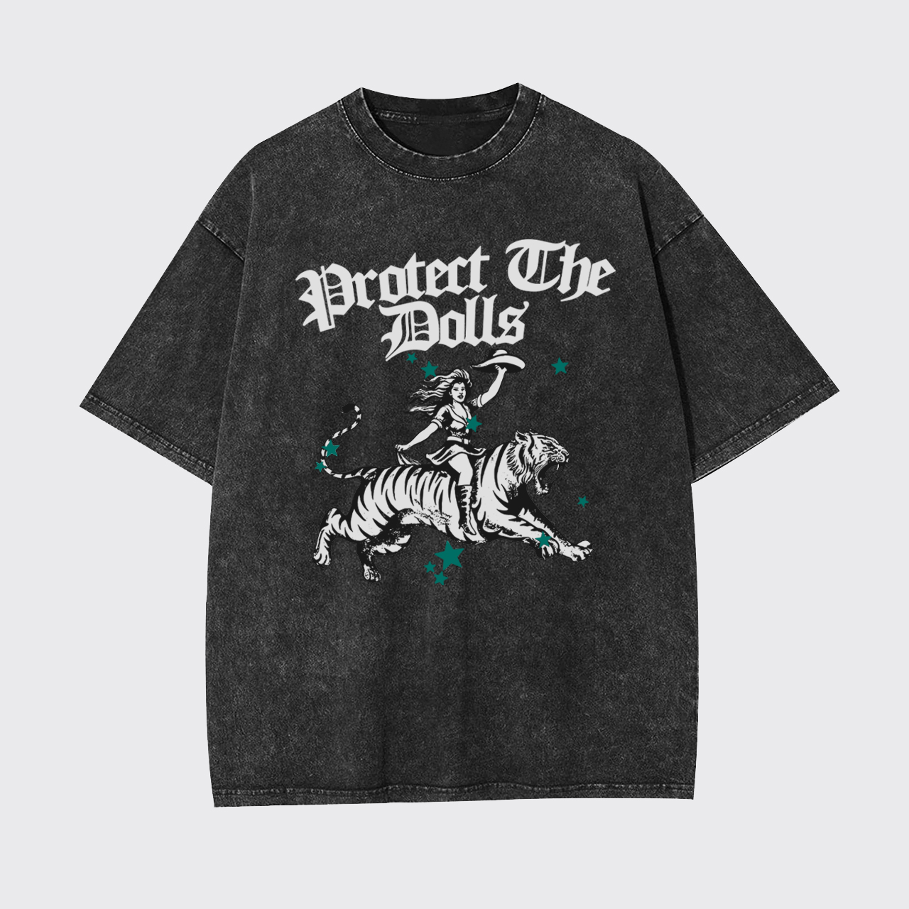 Vintage Cowgirl Riding Tiger Garment-dye Tees