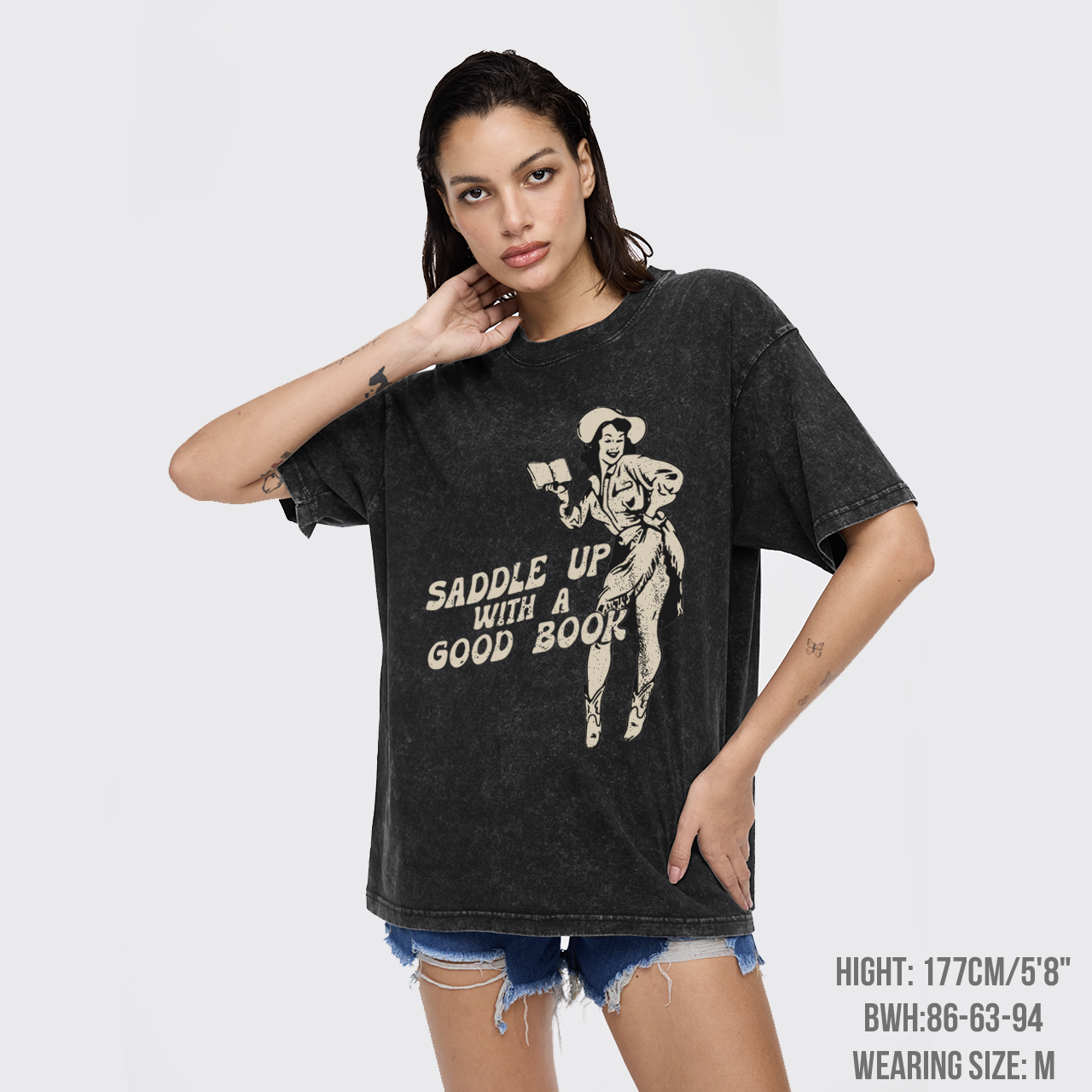 Retro Western Country Bookish Cowgirl Garment-dye Tees