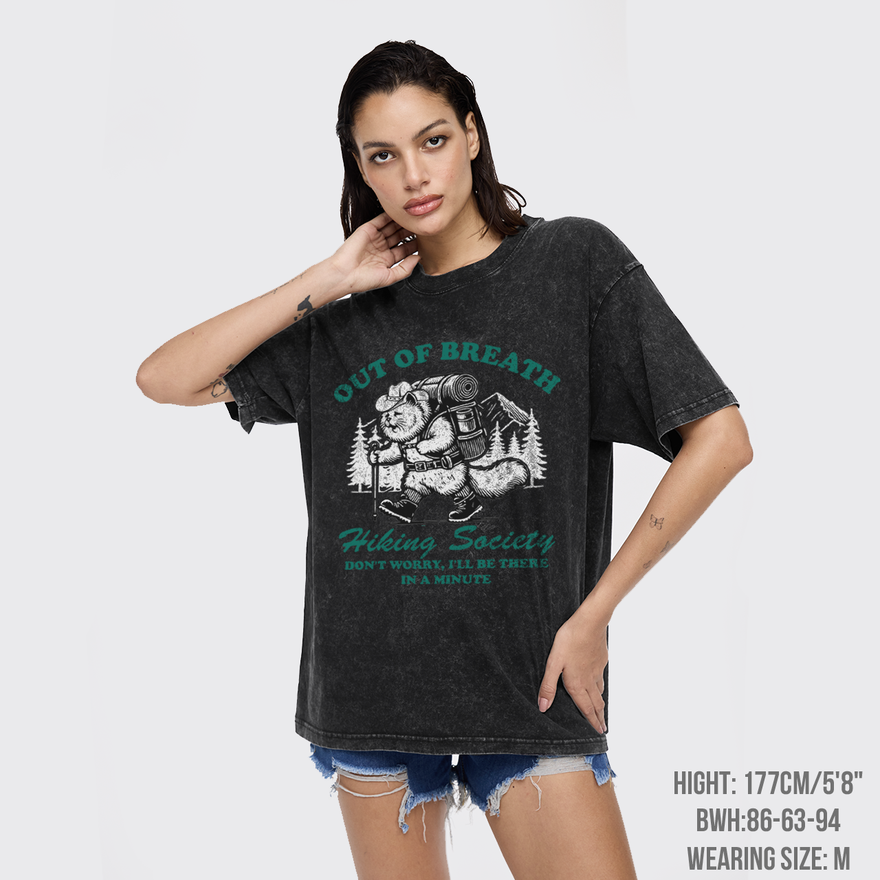 Mountain Hiking Adventurous Cat Garment-dye Tees