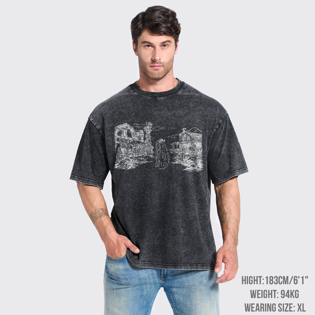 Western Halloween Ghost Town Garment-dye Tees