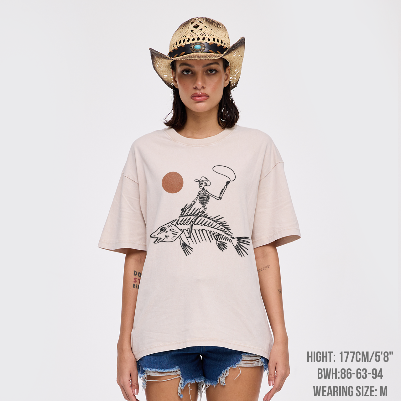 Ride the Waves Skeleton Cowboy Garment-dye Tees