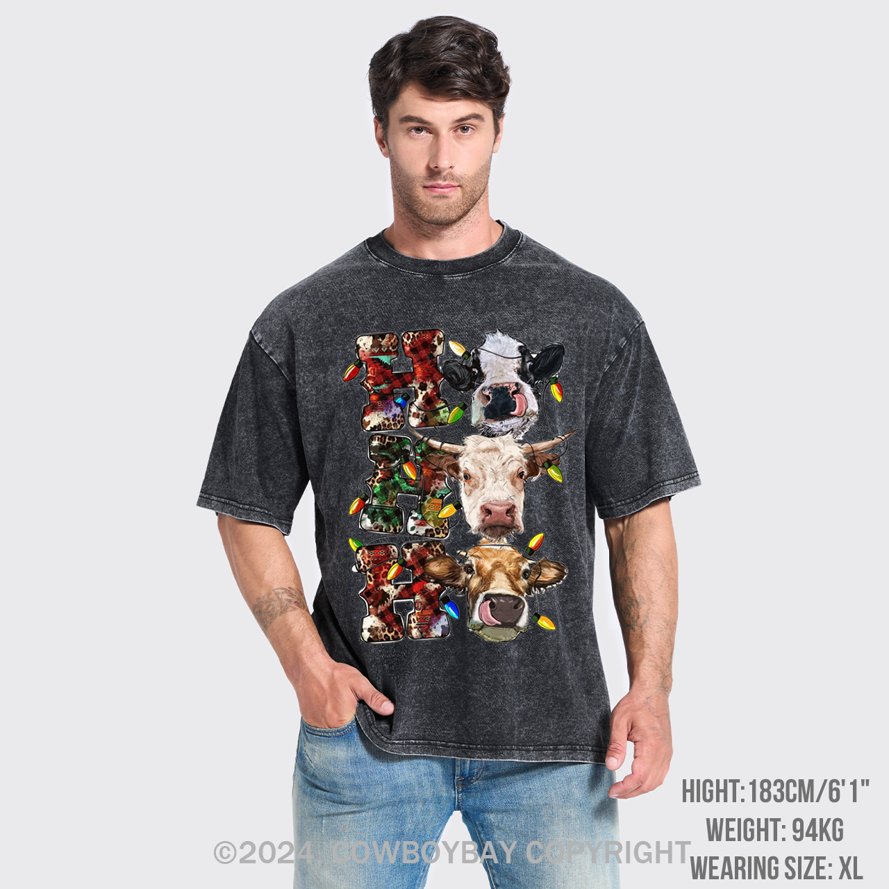 Ho Ho Ho Cows Garment-dye Tees