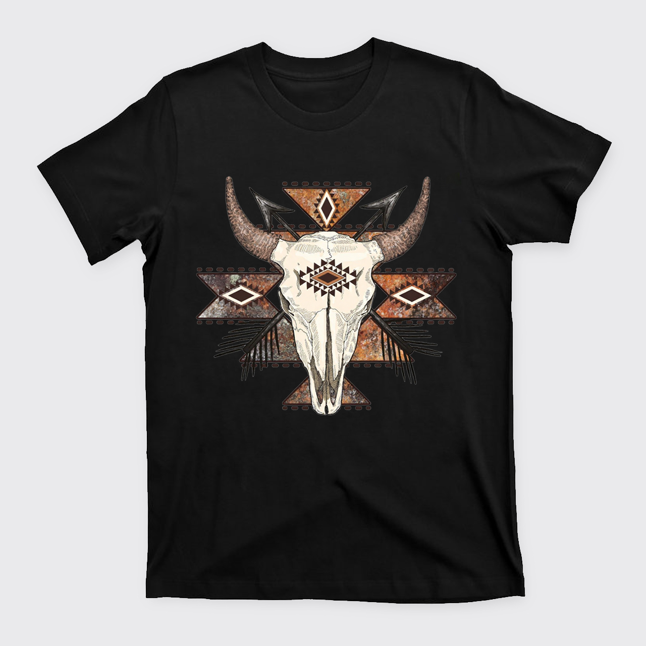 Rustic Aztec Cow Skull T-Shirts
