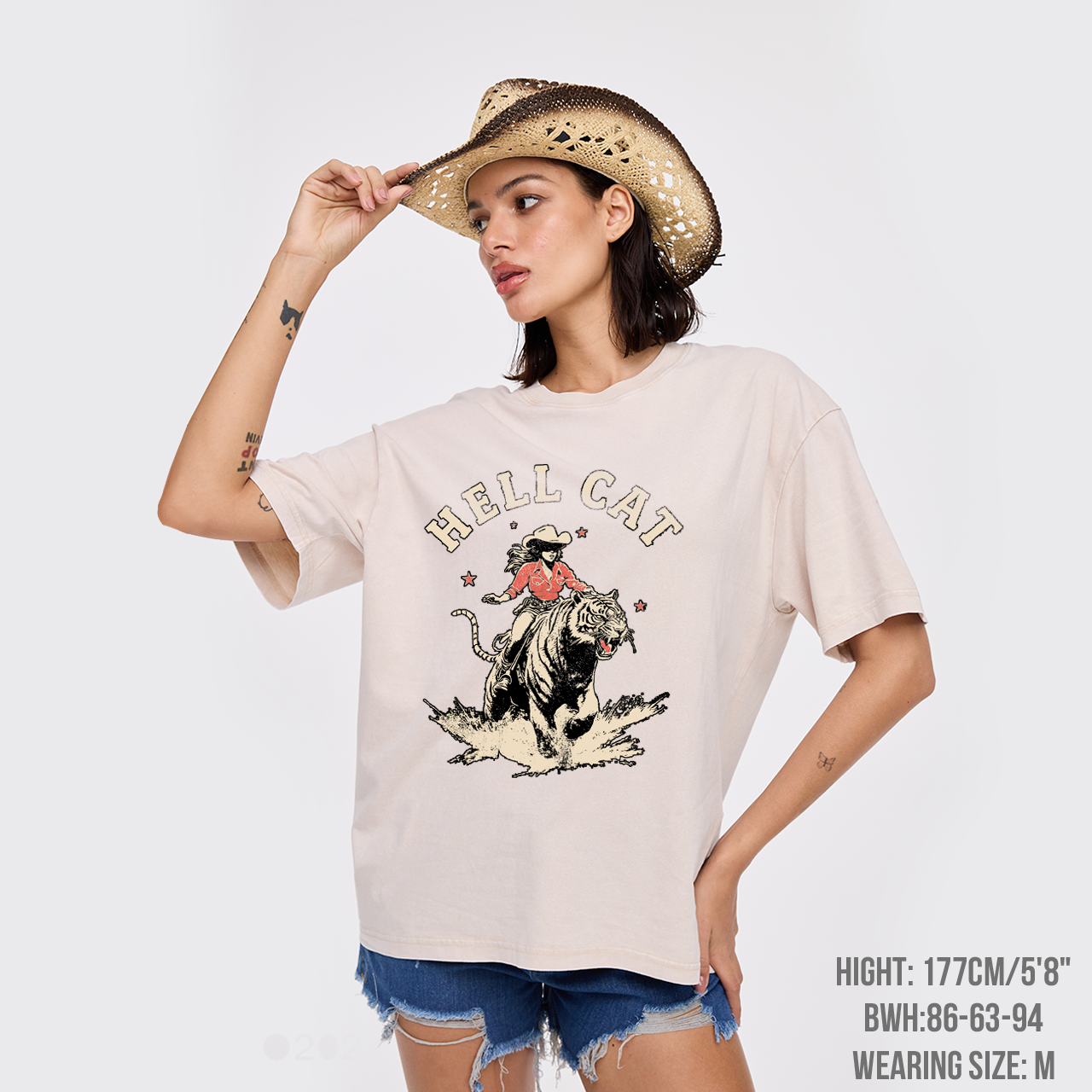 Vintage Cowgirl Hell Cat Garment-dye Tees