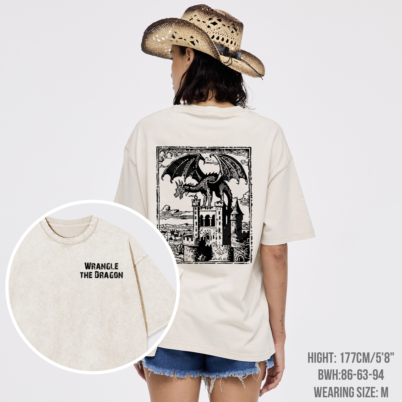 Retro Medieval Wrangle The Dragon Garment-dye Tees