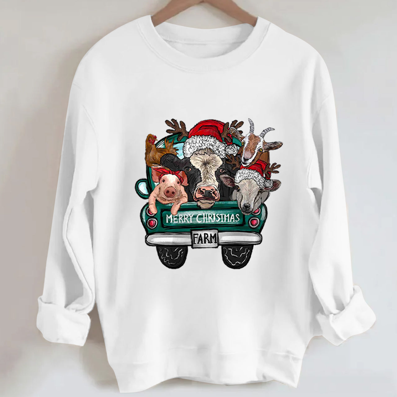 Attend a Christmas party with three farm pets Sweatshirt