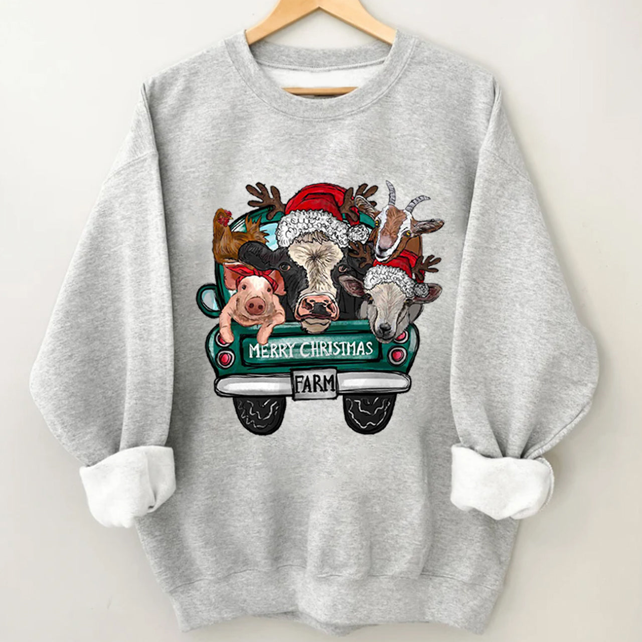 Attend a Christmas party with three farm pets Sweatshirt