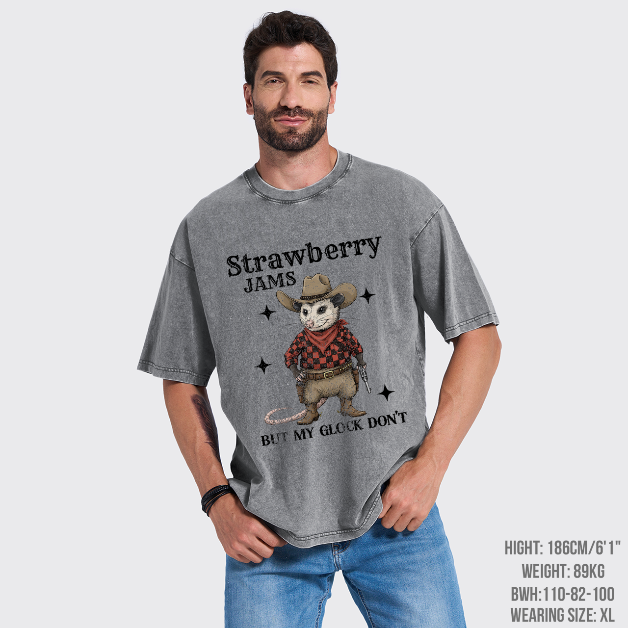 Cowboy Opossum With Gun Garment-dye Tees