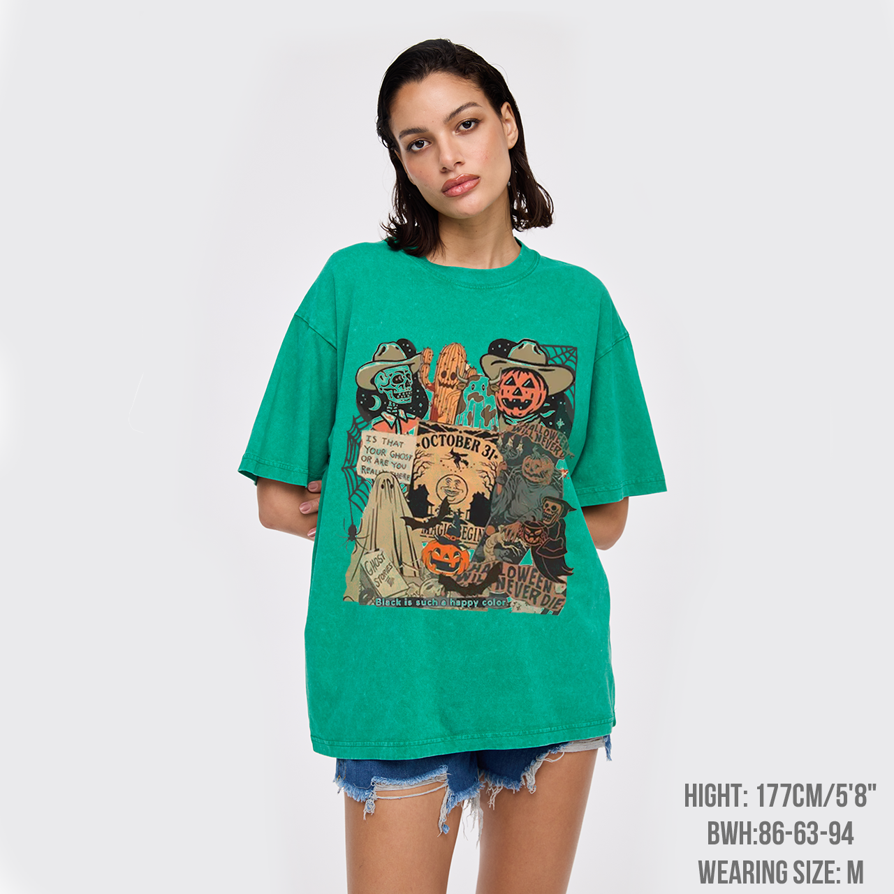Western Halloween Spooky Skull  Garment-dye Tees