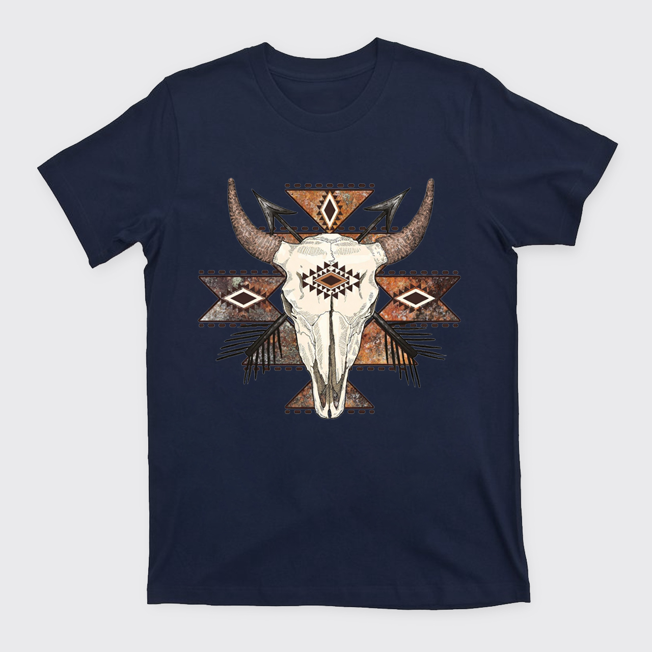 Rustic Aztec Cow Skull T-Shirts