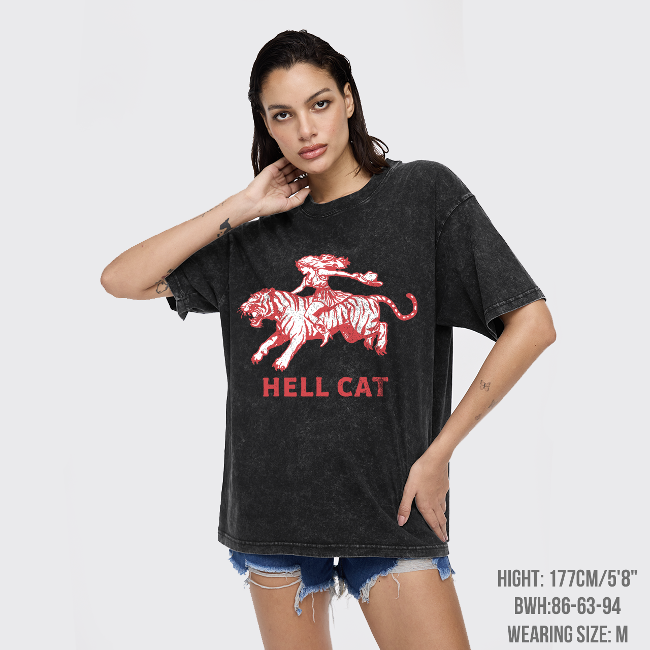 Retro Cowgirl Hell Cat Garment-dye Tees