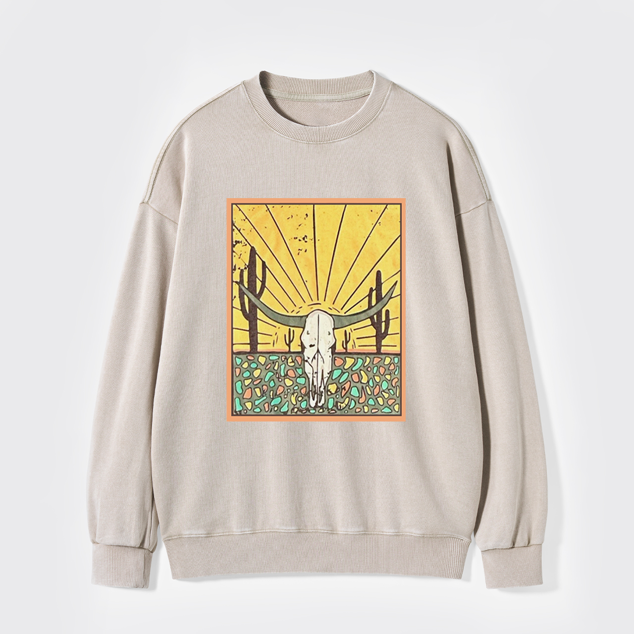 Wild Cow Skull Washed Sweatshirts