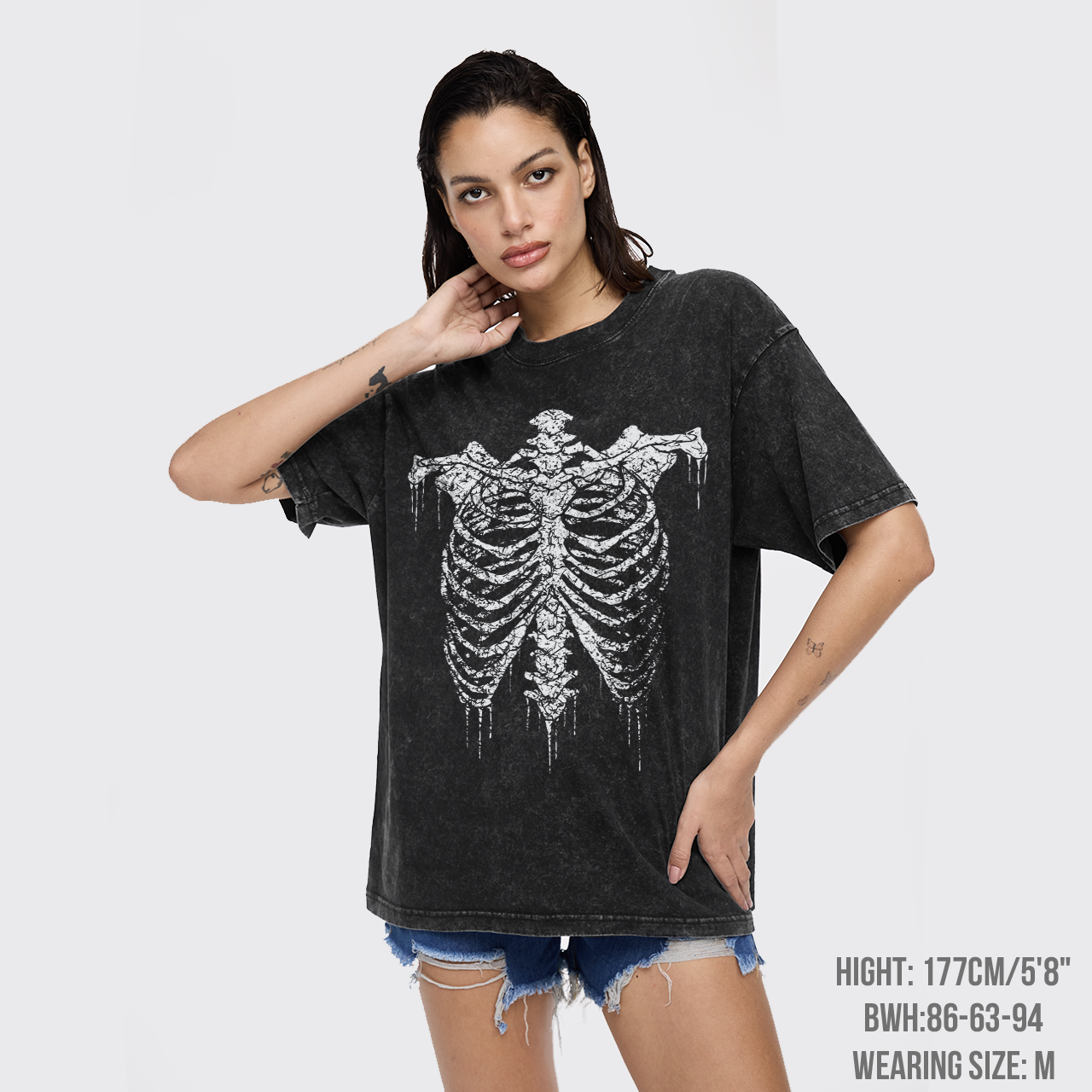 Halloween Retro Horror Skeleton Garment-dye Tees