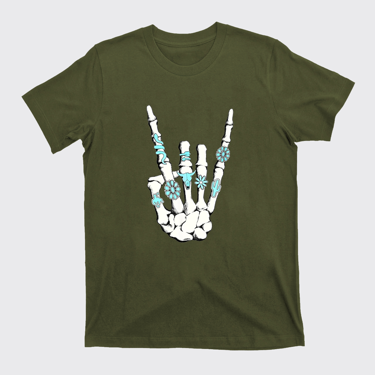 Western Rock On Skeleton T-Shirts