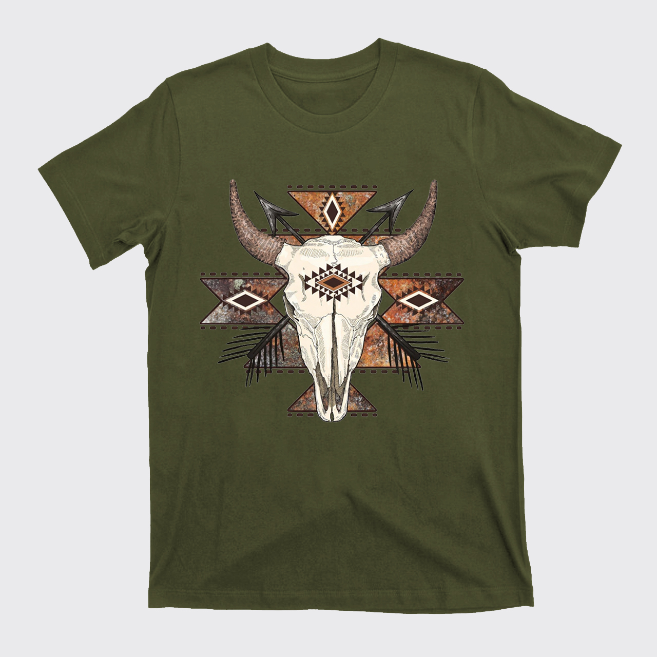 Rustic Aztec Cow Skull T-Shirts
