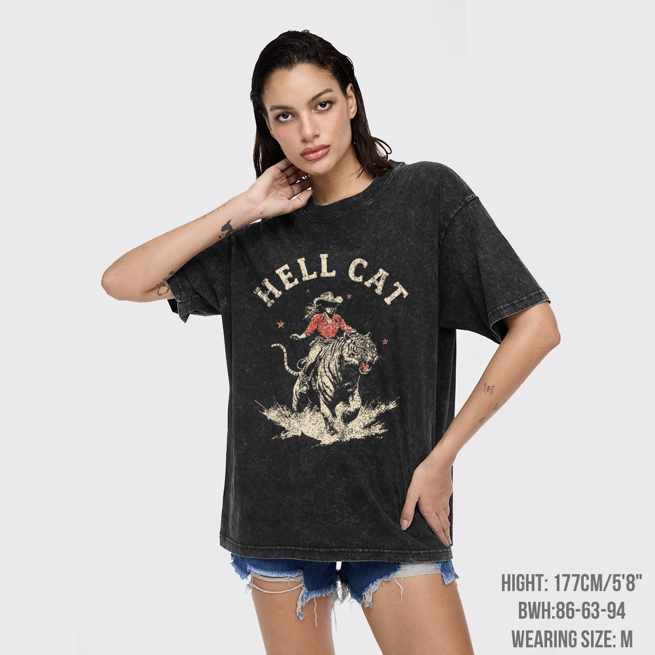 Vintage Cowgirl Hell Cat Garment-dye Tees