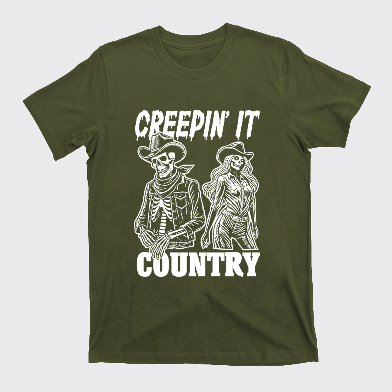 Creepin' It Cowboy Skeleton Cowgirl Ghost T-Shirts