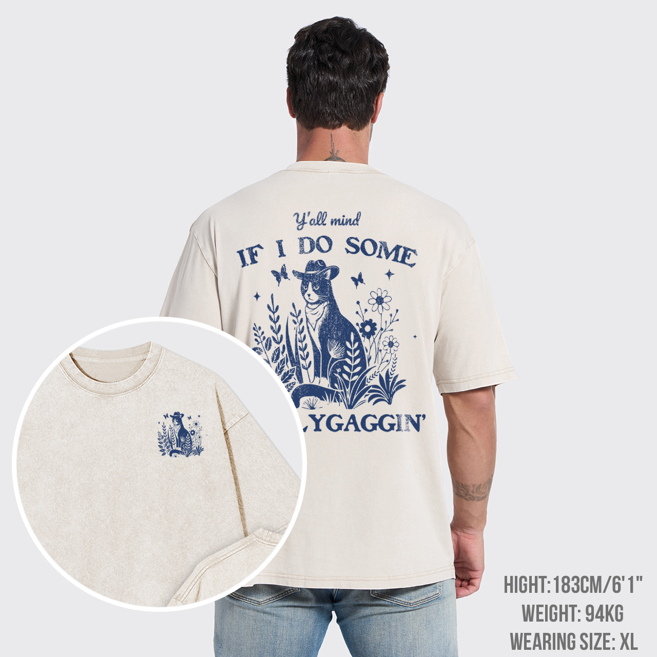 Y'all mind If I Do Some Lollygaggin' Cat Garment-dye Tees