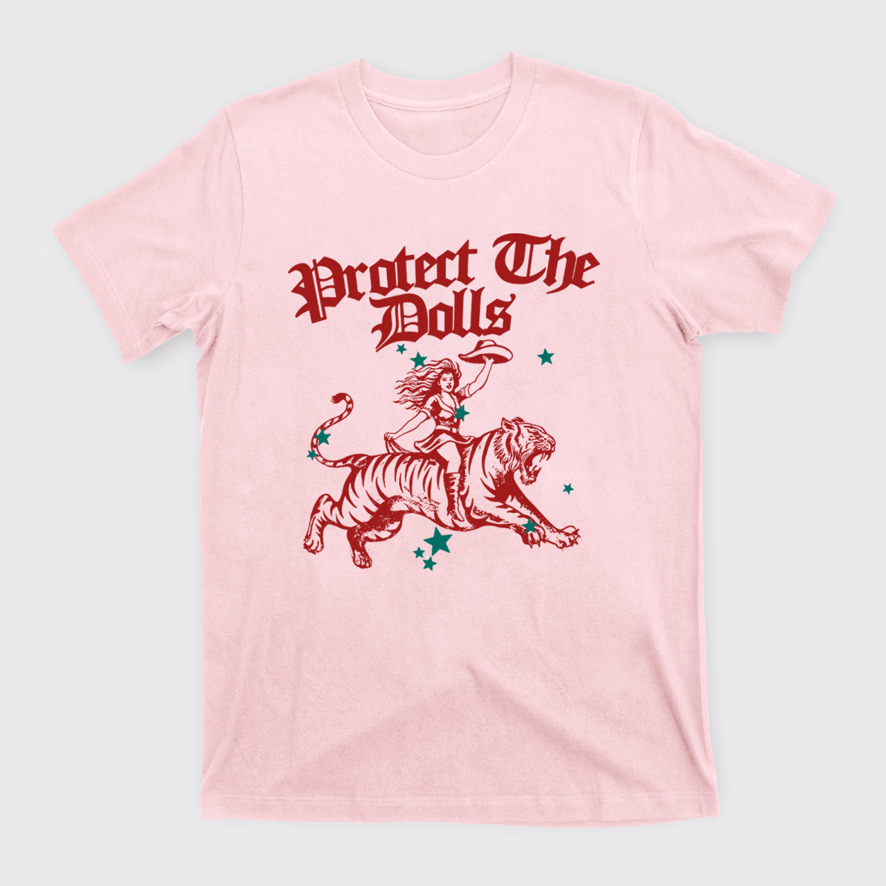 Vintage Cowgirl Riding Tiger T-Shirts