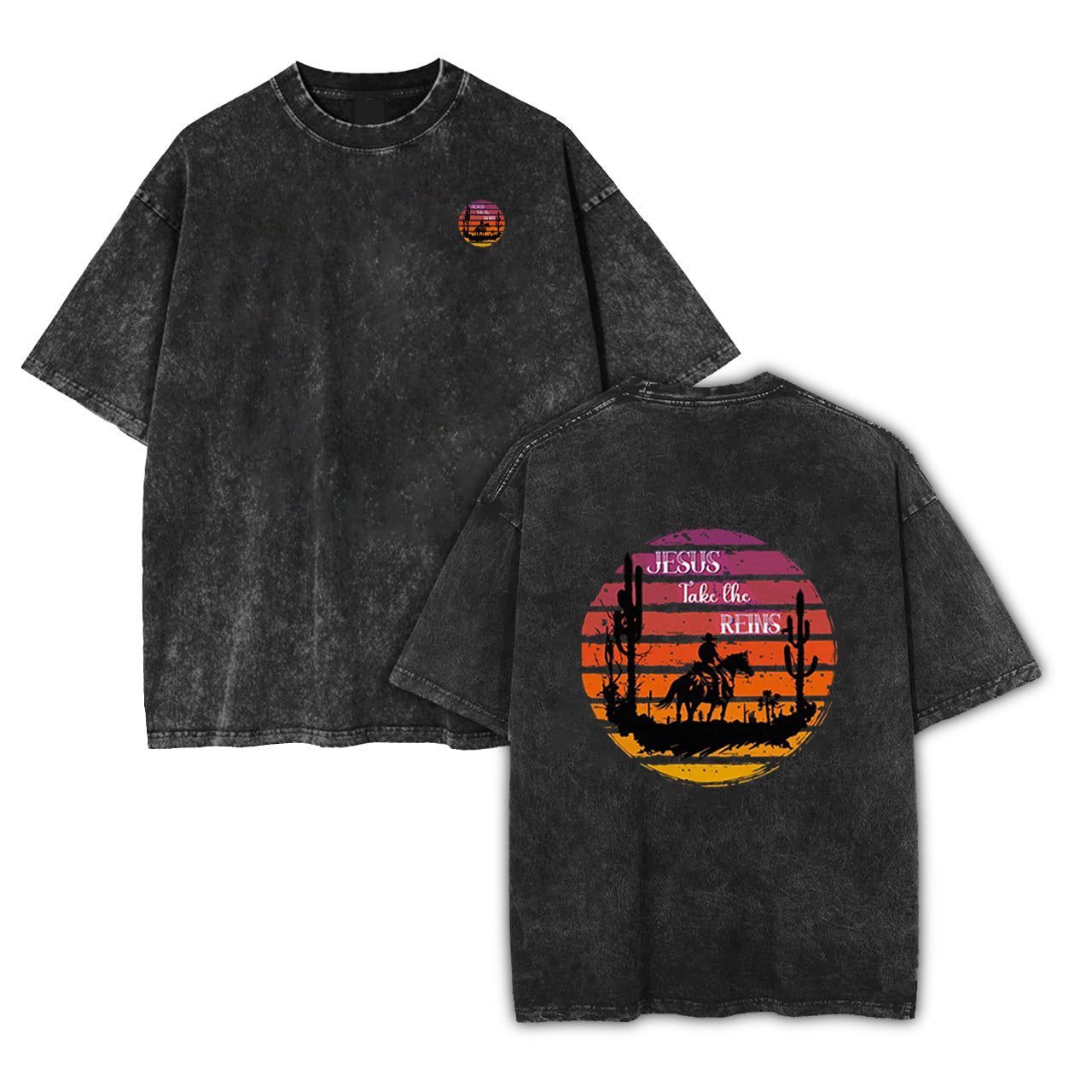 Jesus Take the Reins Sunset Garment-dye Tees