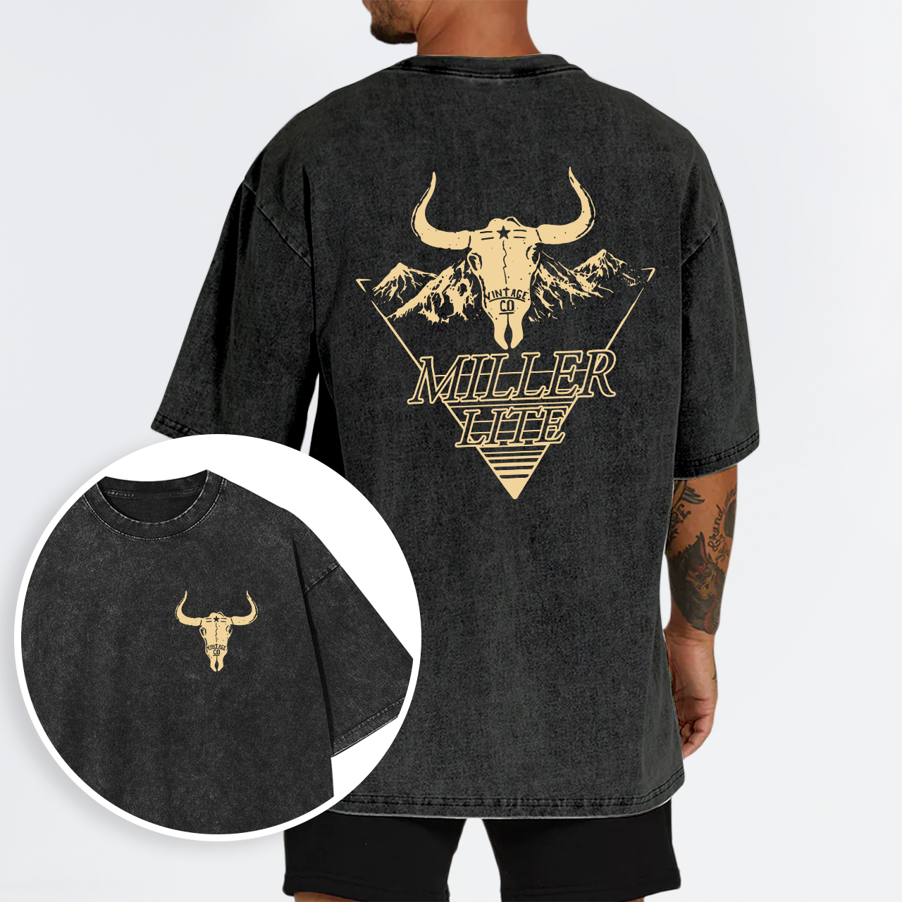 Western Cowboy Vintage Bullhead Garment-dye Tees