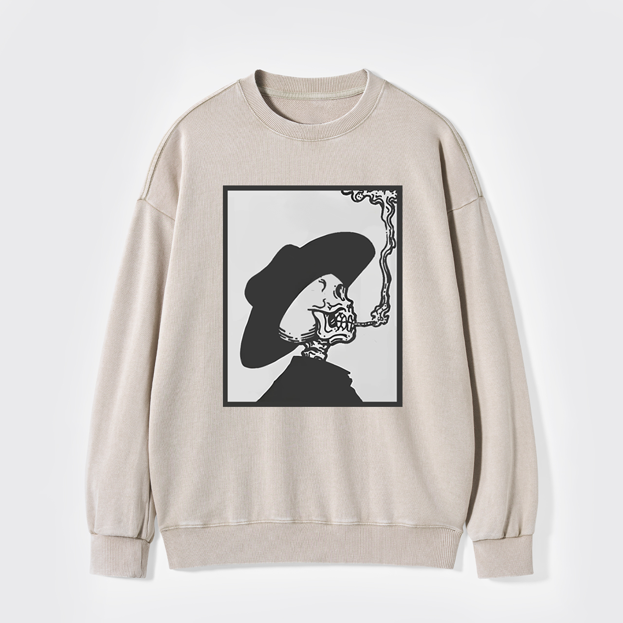 Smoking Cowboy Skeleton Washed Sweatshirts
