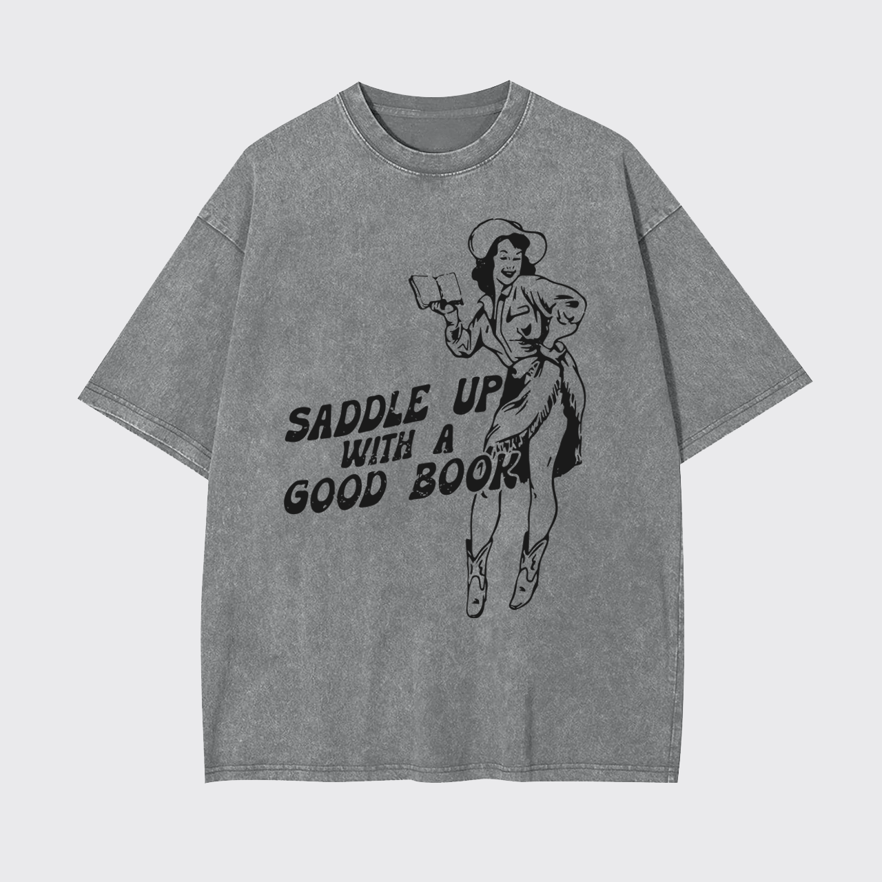 Retro Western Country Bookish Cowgirl Garment-dye Tees